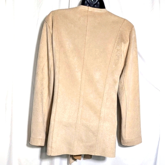 Women's ZARA Faux Suede blush tie front cardigan jacket Sz S, Casual,‎ Office - Picture 2 of 8